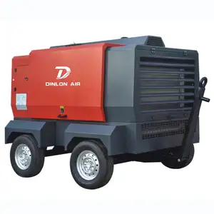 DINLON Meilleure Qualité 530cfm Vis Diesel Stationnaire Minière Compresseur D'air pour Puits En Eau Profonde Portable Compresseur D'air Prix