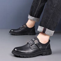 Mocassins noirs en cuir PU pour hommes, style décontracté chic, à lacets, semelles souples et antidérapantes, pour le printemps