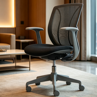 Chaise de bureau ergonomique en maille pour chambre d'hôtel, chaise d'ordinateur pivotante à cadre gris, empilable, réglable et durable pour l'hôtellerie