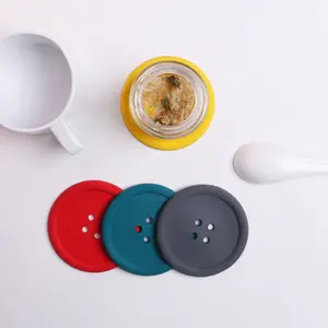 Yongli G-24 Creative minimalist style candy colored silicone circular button cup mat waterproof anti slip tea cup coaster