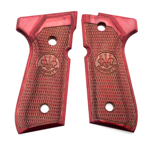Poignée de tir CNC de haute qualité partie rouge Anbi-safty coupe damier laminé diamant bois tactique 92F poignées - Product Image 1