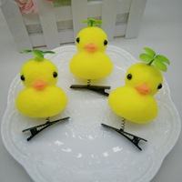 Lot de 2024 Nouveaux Accessoires Cheveux Adorables et Amusants, Barrette Cheveux Kawaii Petite Poussinette Jaune, Épingle à Cheveux en Peluche Canard Herbe pour Enfants Filles Printemps