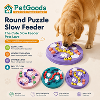 Piring Makan Plastik Puzzle Bunga untuk Anjing Kucing, Alat Latih IQ Interaktif, Dispenser Camilan dengan 8 Kompartemen Kelopak dan Pusat Berputar