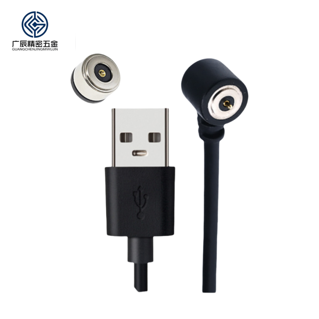 Factory Wholesale Magnetic Charging Cable 8mm Elbow Male Female Connector Mating Circular Pogo Pin USB Cable