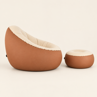 Canapé gonflable portable d'intérieur et d'extérieur, surface floquée multicolores, canapé gonflable en TPU