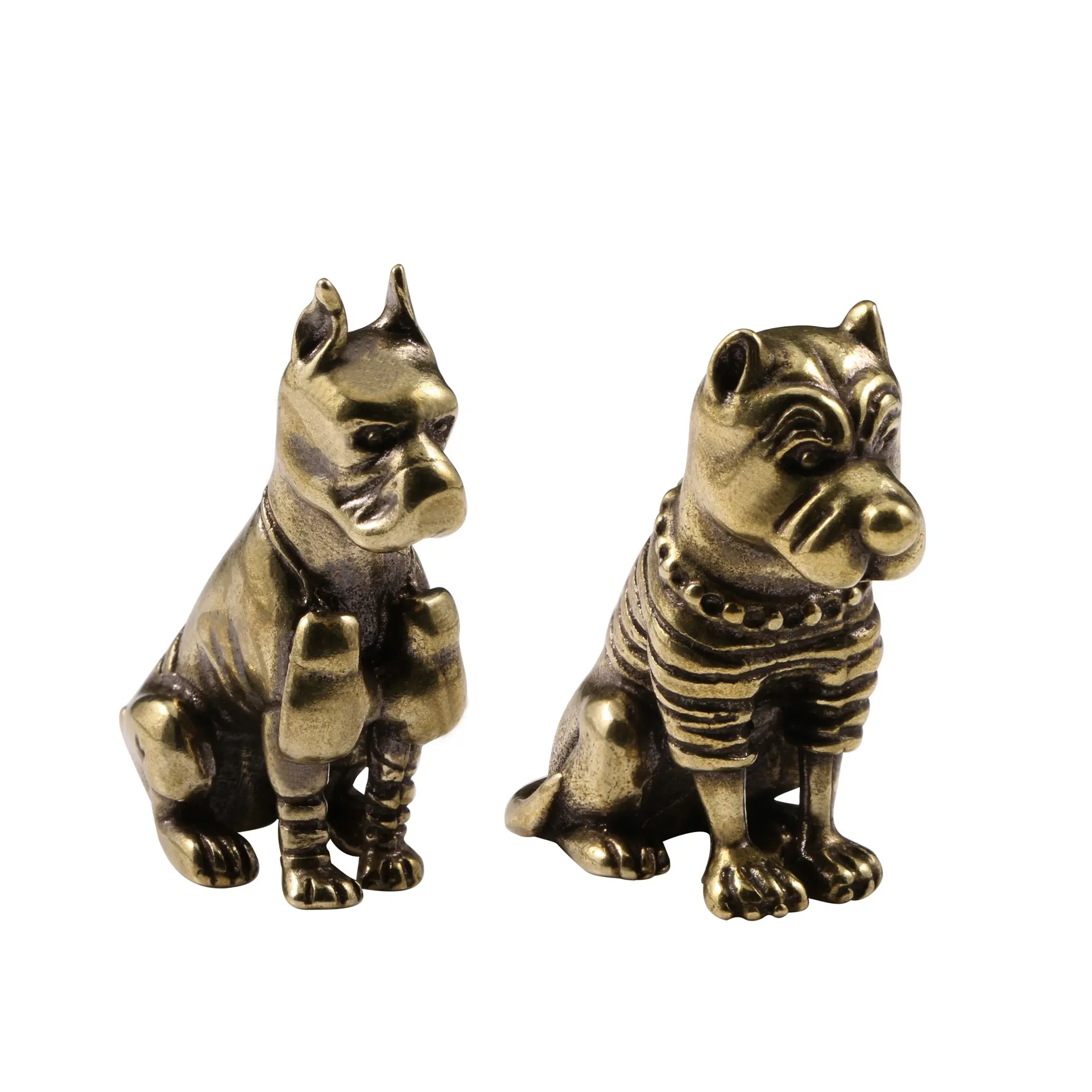 Brass fierce dog retro copper metal ornaments puppy decorative crafts collection