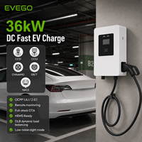 EVEGO Nouveau chargeur de véhicules électriques DC 36KW à usage commercial, CCS2 CCS1 CHAdeMO GBT OCPP 2.0.1, pistolet unique, étanche IP55, garantie de 2 ans