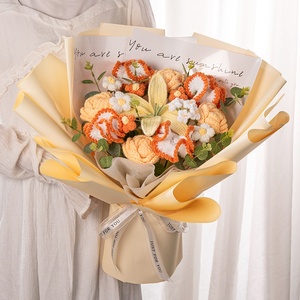 Rose Lily Knitted Bouquet Hand-woven Graduation Season Eternal Flower <b>Gift</b> for Girlfriend Best Friend Cross-border Foreign Trade - Product Image 1