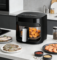 Vente en gros 360 °   Friteuse à air View Glass, non toxique, sans PFAS, cuisson à plat, visualisation, commande tactile intelligente, portable, certifiée CE ETL GS