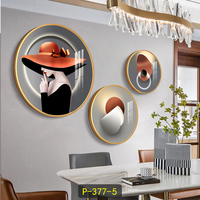 Cristal rond porcelaine peinture lumière luxe métal cadre fond image moderne beauté Simple créatif mur Art