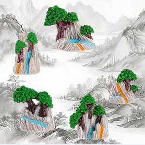 Miniature de paysage en résine avec arbres et cascade pour décorations de jardin intérieures et extérieures - Product Image 1