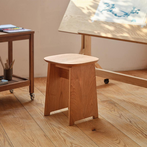 Solid Wood Caramel-Colored Swivel <b>Stool</b> Movable Nordic-Style Casual Home Furniture Minimalist Japanese-Style Chair <b>Stool</b> - Product Image 5