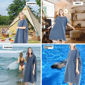 Quick Dry Surf Poncho Changing Towel Robe Hoodie For Adults Men Women Microfiber Beach Wetsuit Tops Surfing Swimming