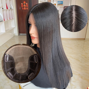 Topper de Cabello Humano Virgen Europeo Natural Invisible 6.5X7 con Base de Seda y Cabello con Cutícula Alineada y Tejido Completo en las Puntas - Product Image 1