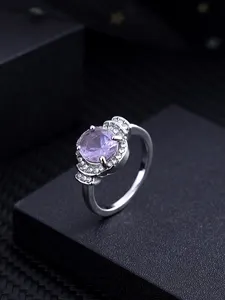Jewelry European Trend Refined Elegant Wind Sapphire Blue Zircon Gem Ocean Heart Ring For Women