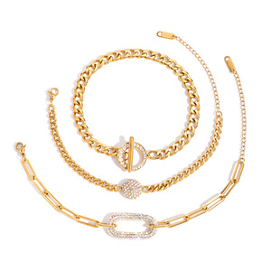 Geometric Zirconium Crush <b>Bracelet</b> Gold Chain With <b>Crystal</b> Inlay For Women Gift Jewelry - Product Image 5