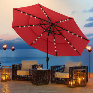 Sombrilla Moderna de <span class=keywords><strong>Patio</strong></span> Exterior de 3 Niveles, Color Rojo, con Protección UV, Iluminación LED, para Jardín, Hotel, Playa y <span class=keywords><strong>Patio</strong></span> - Product Image 6