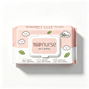 Lingettes humides pour bébé TOPnurse 50 pièces Ingrédients naturels Douces Respectueuses de la peau Non irritantes - Product Image 1