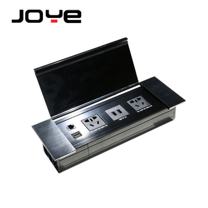 Boîte de table escamotable pour table de conférence avec prise escamotable et chargeur USB - Product Image 1