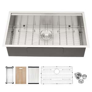 Évier de cuisine moderne multifonction 33*19*9 pouces en acier inoxydable 304 Lavamanos <span class=keywords><strong>Lave</strong></span> Évier de cuisine principal à cuvette unique sous plan - Product Image 2