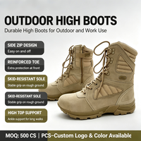 Bottes de protection d'extérieur en cuir noir avec semelle en caoutchouc, respirantes et imperméables pour hommes, OEM ODM personnalisées, ISO C