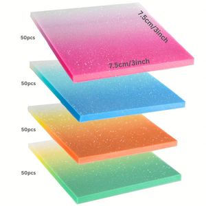 Juego de Blocs de Notas Autoadhesivos Cuadrados Brillantes con Degradado de Colores Vibrantes, para Oficina, Escuela y Uso Diario - Product Image 4