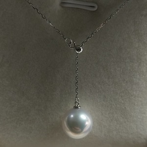 Collier avec pendentif en perle d'eau douce ronde de 11-12 mm avec chaîne en argent S925 réglable en forme de Y pour femmes, photo réelle - Product Image 4