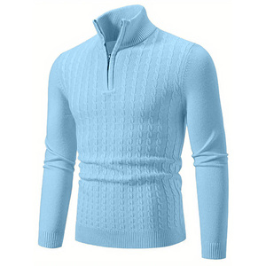 Tùy chỉnh người đàn ông áo thun áo len dài tay áo mùa đông cao cổ với dây kéo Hàng dệt kim giản dị chất lượng cao Áo len cho nam giới - Product Image 1