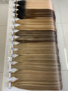 Nhà Cung Cấp Salon Kuwait Bán Chạy Các Sản Phẩm Băng Dính Tóc Người Remy Nga Rút Đôi Tóc Nối Màu Nâu Tro - Product Image 6