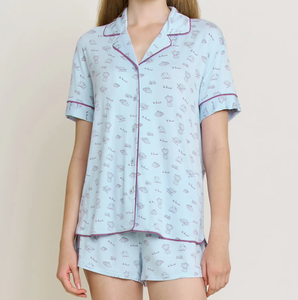 Ensemble de pyjama fin personnalisé à manches courtes et short imprimé pour femme – Vêtements de nuit confortables pour la maison – Vente en gros - Product Image 1