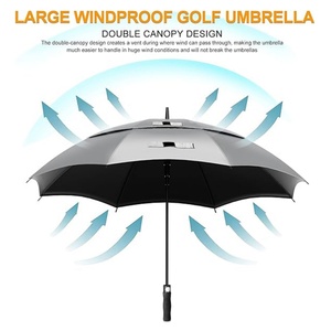 Oversize UV Protect Coating Pongee Golf <b>Umbrella</b> 130cm Diameter Semi-Automatic Opening Large Vented <b>Windproof</b> Modern Design OEM - Product Image 3