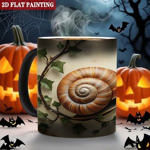 Taza Blanca Esmerilada Negra de 11 oz, Taza de Cerámica Sensible al Calor con Diseño de Caracol - Product Image 6