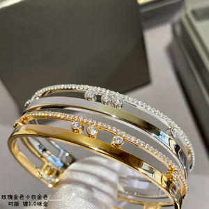 925 Sterling Silver Platinum Plated Geometric Slider <b>Bangle</b> Women's Zircon Wedding Jewelry 16-17cm <b>Charm</b> Bracelets Party Gift - Product Image 2