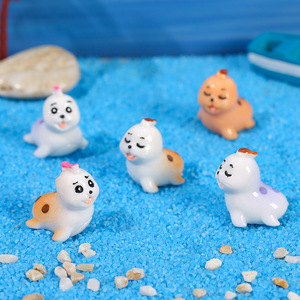 Ornements en résine de lion de mer de dessin animé mignon, décorations d'aquarium, figurines d'animaux miniatures pour décor de réservoir de poissons - Product Image 1