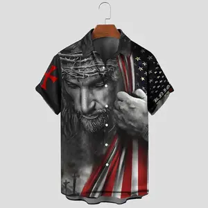 Men's Casual Short Sleeve 3d Printed Flame Shirt European And American Personality Men's Large Size Summer Men's Shirt