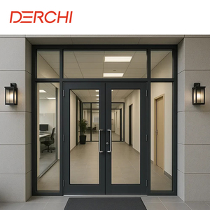 Porte d'entrée commerciale moderne en alliage d'aluminium, durable, résistante aux rayures, manuelle, pour entrée principale, utilisation en appartement - Product Image 3