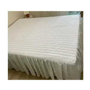 Ev TextileQuilted yatak koruyucu kapak yatak gömme kapak elastik bant yatak fırfır etek etek prenses tarzı yatak etek