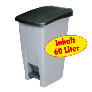 Tret-abfallbehälter MIT rollen, PP, bxtxh 380x490X700mm, 60ลิตร, grau/schwarz - Product Image 2