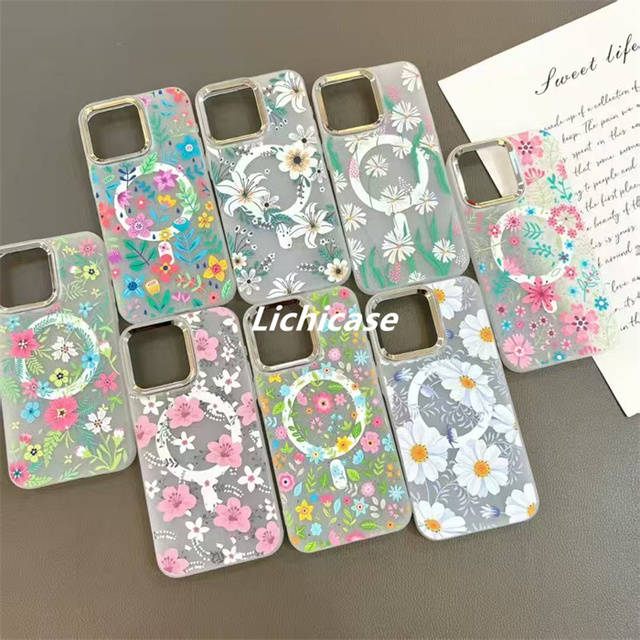 Lichicase Summer Floral Flower Magnetic Back Cover for Infinix Hot 60 60i 60 Pro Shockproof Mobile Phone Case
