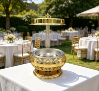 Neuer Restaurant-Speisenwärmer für Catering und Hochzeiten, 9L Chafing Dish aus Edelstahl, Goldener Hängender Buffet-Speisenwärmer für Gastronomie