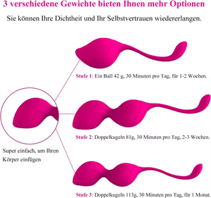 Juego de 3 Bolas de Silicona para Entrenamiento del Suelo Pélvico, Vibradores, Bolas de Amor, Recargables por USB, Impermeables IPx6, 10 Frecuencias - Product Image 2