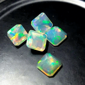 Opales éthiopiennes naturelles blanches de 3 mm, facettées, taille carrée, pierres précieuses en vrac, certifiées IGI, meilleur prix de gros, fabricant en ligne - Product Image 1