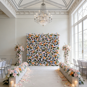 Panneaux de fleurs artificielles décoratives en roses faites à la main en gros pour la décoration intérieure et les murs floraux de mariage - Product Image 1