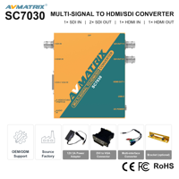 AVMATRIX SC7030 Convertisseur croisé multi-signaux vers SDI HDMI 3G SDI DVI VGA CVBS YPbPr avec mise à l'échelle ascendante et descendante pour la diffusion