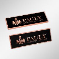 Plaque métallique carrée rétro personnalisée avec logo gravé, étiquette métallique pour sac à main et mobilier – Vente en gros