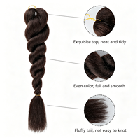 Rambut Sintetis Premium Yaki 26 Inch Kinky Straight Vixen Crochet Hair Bundles, Laris untuk Ekstensi Rambut Wanita Kulit Hitam