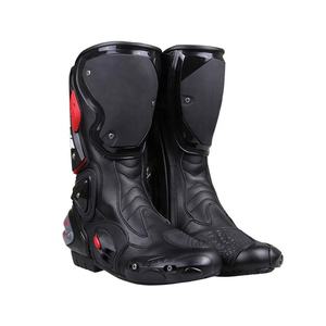 Black-longed <b>Waterproof</b> Breathable Pu <b>Leather</b> Sports Pro-Biker <b>Leather</b> Motorbike Motorcycle Racing <b>Boots</b> Shoes - Product Image 1