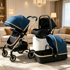 JXB Poussette Bébé 3-en-1 Détachable à Prix Abordable avec Grand Nacelle et Roues Anti-Explosion - Product Image 1