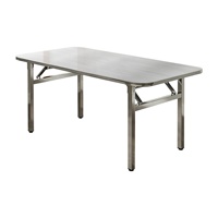 Tables de restaurant, table longue pliable en acier inoxydable facile à nettoyer, plateau anti-rayures, structure solide renforcée