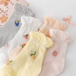 Calzini Ultra-Sottili in Pizzo Floreale Antiscivolo per Bambine Neonata Casual Estivi Lavorati a Maglia per Primavera - Product Image 2